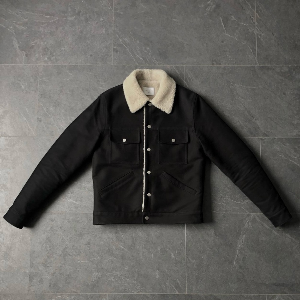 Sandro Black Shearling Jacket Size Small - image 1